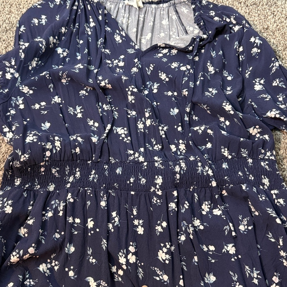 Candace Cameron Bure size Large Floral Navy Blue Dress - Picture 8 of 8